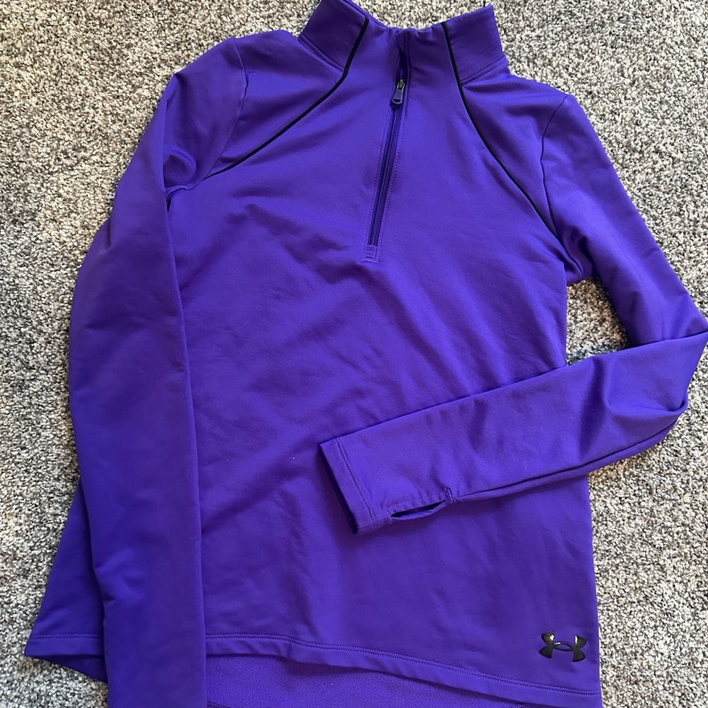 New Girls Under Armour Purple Quarter-Zip Pullover